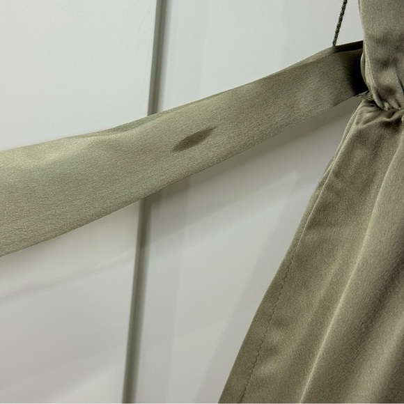 Show Me Your Mumu Say I Do Romper Satin Wrap Ruffle Moss Green Small NWT Bridal - Picture 12 of 13